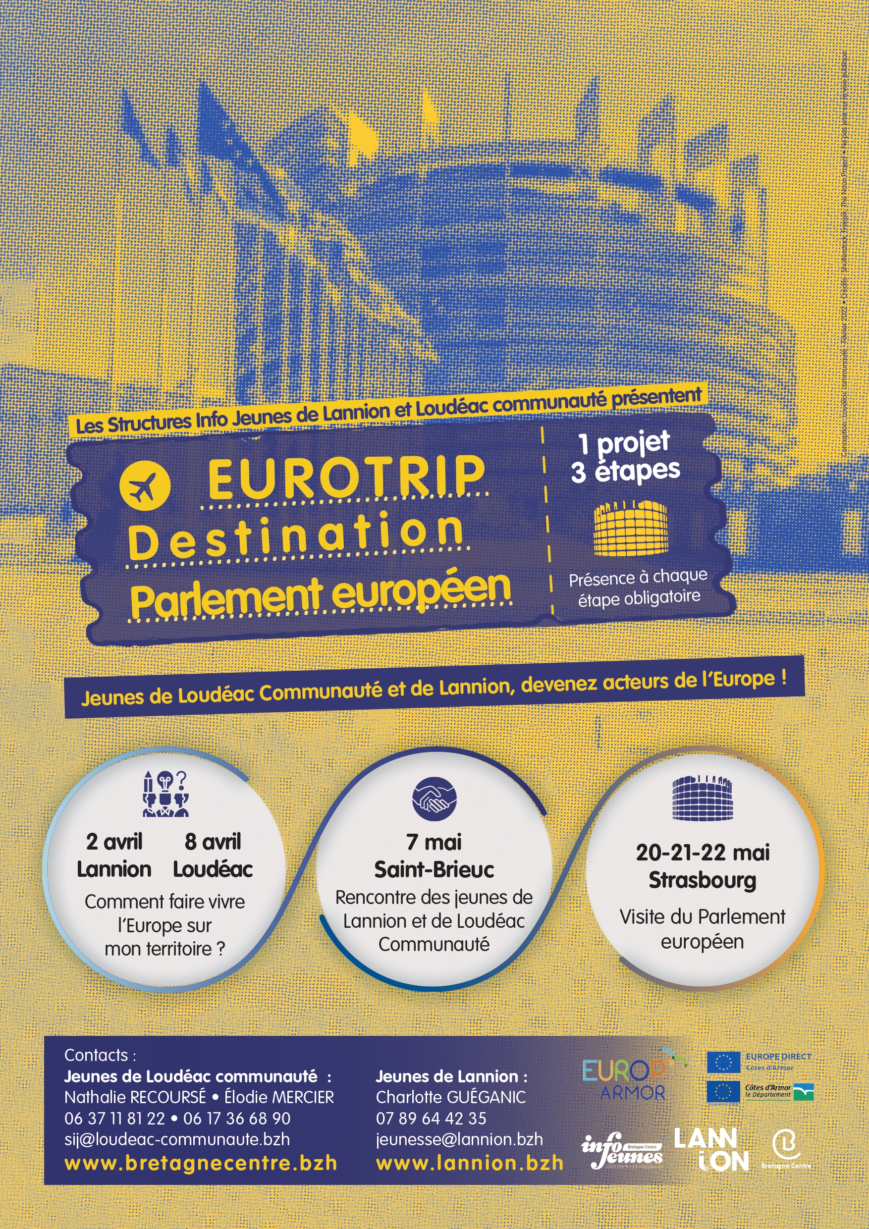Eurotrip, un projet en 3 étapes permettant aux jeunes de découvrir les opportunités qu'offre l'Europe.