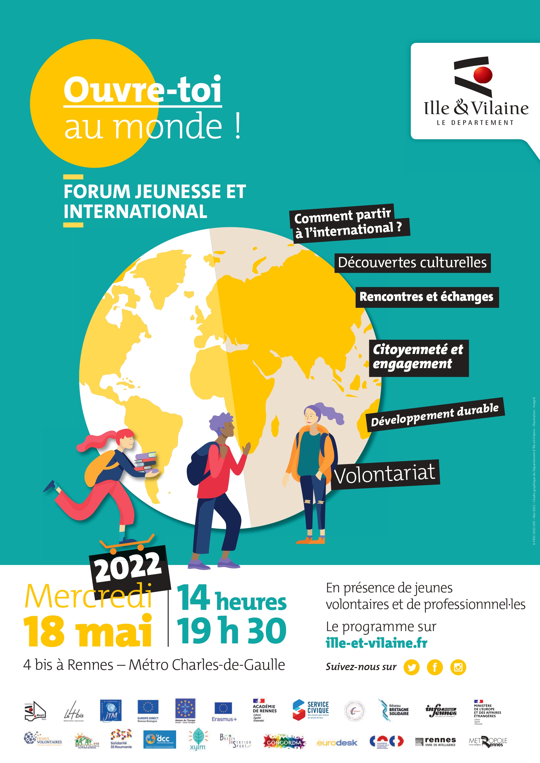 "Ouvre toi au monde" : forum de l'engagement des jeunes au niveau local et international, le 18 mai au 4 bis (Rennes)