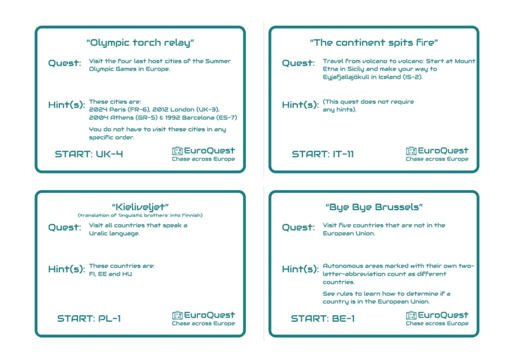 Visuel carte quête Euroquest en anglais