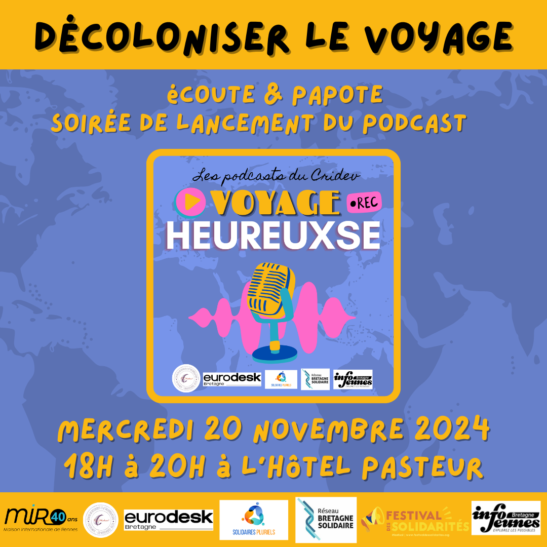 Visuel soirée de lancement du podacst voyage heureuxse